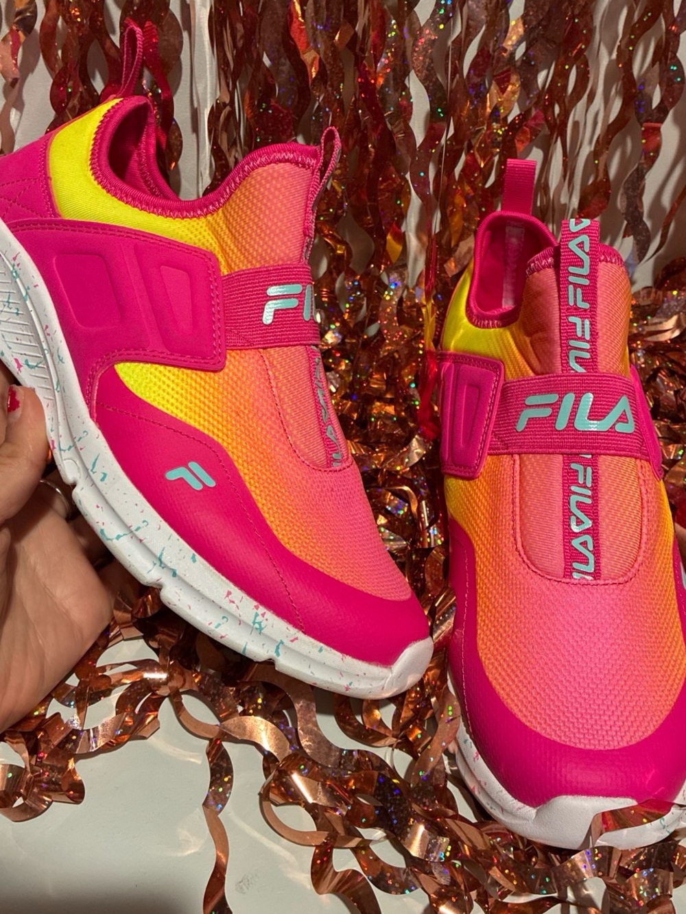 Fila Kids Hot Pink & Yellow Slip-On Sneakers